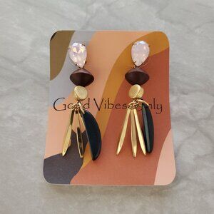 ✨ J.Crew Brown Blue Purple Iridescent Beaded Rhinestone Drop Dangle  ✨